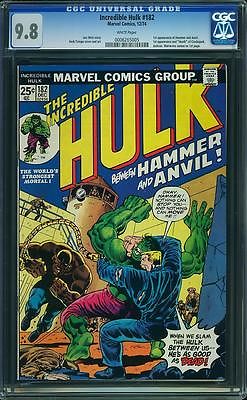 Hulk 182 CGC 98 1974 WHITE pages Wolverine XMen C6 6205 1 cm