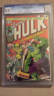 INCREDIBLE HULK 181 CGC 80  WHITE PAGES  1ST FULL APPEARANCE OF WOLVERINE  18