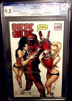 SIEGE  3 CGC 98  1 Deadpool Variant J Scott Campbel Rare Movie  Wolverine 