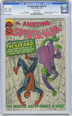Amazing Spiderman 6 CGC 80 OW Origin  1st Lizard Ditko Stan Lee Marvel