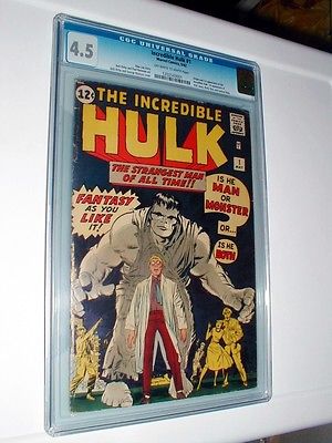 Incredible Hulk 1 cgc 45 owwhite pages Perfect centering no marks A Gem