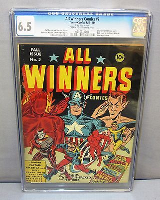 ALL WINNERS COMICS 2 Captain America SubMariner Cover CGC 65 1941 Timely