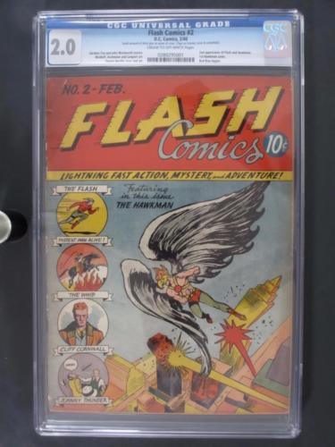 Flash Comics 2  CGC 20 GD  DC 1940  2nd Apps of Flash  Hawkman1st cvr