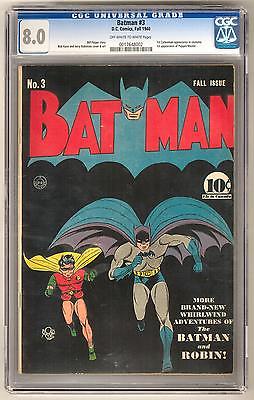 Batman 3 CGC 80 OWW 1st Puppetmaster 1st Catwoman Costume