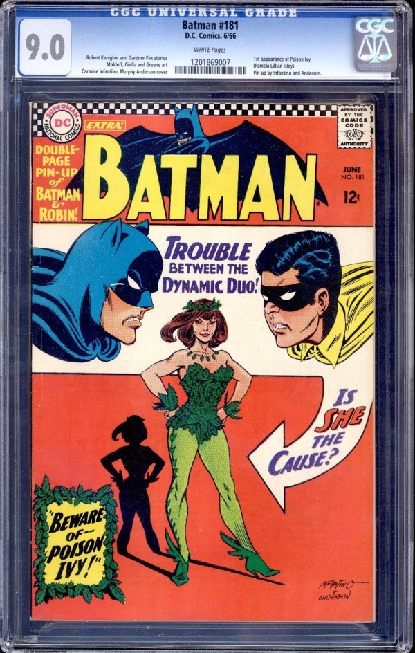 BATMAN  181 CGC 90 WHITE PAGES  1966 1ST APP OF THE POISON IVY  REDUCED