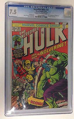 Rare Incredible Hulk 181 with Mark Jewelers insert No reserve CGC 75