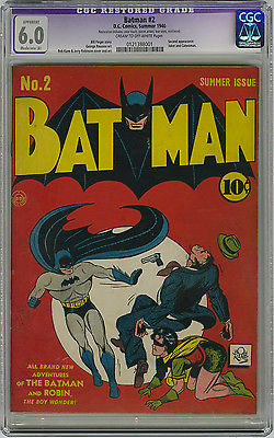 Batman 2 CGC 60 Robin 2nd app Joker  Catwoman Bob Kane DC Golden Age Comic