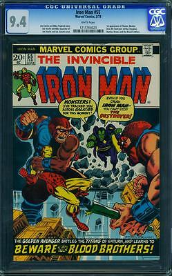 IRON MAN 55 CGC 94  WHITE PAGES  1ST THANOS