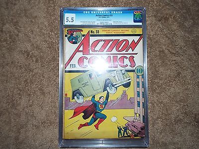 ACTION COMICS 33 ORIGIN OF MR AMERICA CGC 55 1941