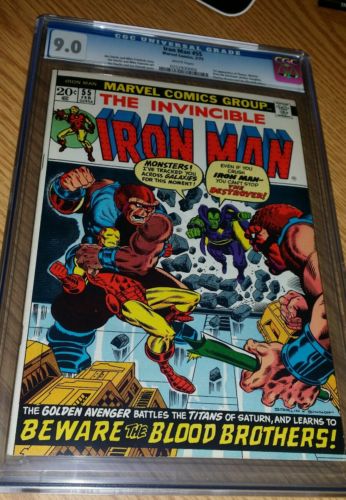 Iron man 55 CGC 90 WHITE 1st Thanos Drax Mentor Marvel NOT CBCS UNPRESSED 1973
