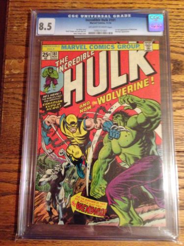 Hulk 181 CGC 85 OffWhite To White Pages  First Wolverine