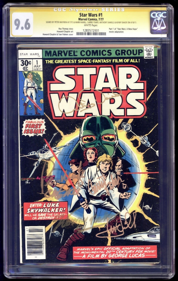 Star Wars 1 SS CGC 96 Hamill Fisher Daniels Baker and Mayhew White Pages 1977