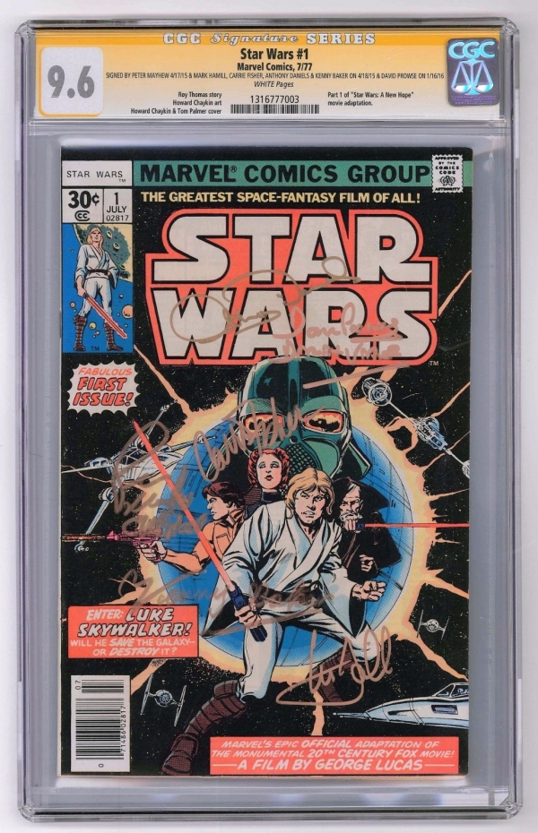 Star Wars 1 SS CGC 96 Hamill Fisher Daniels Baker Mayhew  Prowse WP 1977