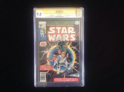 Star Wars 1 1977  CGC SS 98 and signed x6 by castWhite pages  