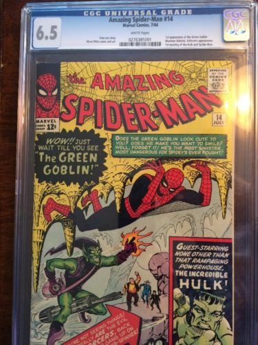 Amazing spider man 14 CGC 65 WHITE Pages1st Green Goblin