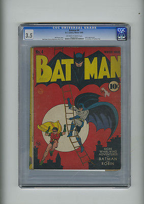 Batman 4 CGC 35 OWWHITE 1st Gothem City Joker app Robin DC Golden Age Comic