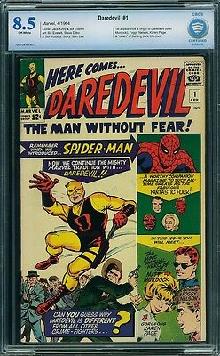  Daredevil  1 CBCS 85 Movie 1st App CGC  Silver age Key Unrestored Stan lee