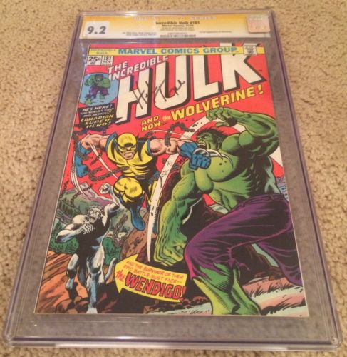 INCREDIBLE HULK 1974 181 CGC 92 OWW SIGNED BY HERB TRIMPE 1ST WOLVERINE