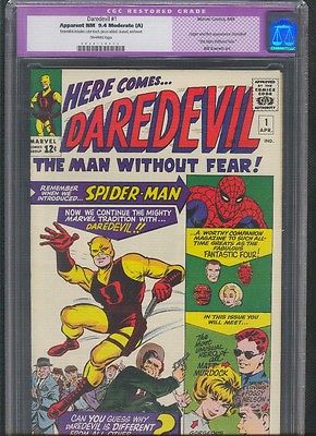 Daredevil 1 April 1964 CGC 94 Off White pgs  restored old label Netflix  