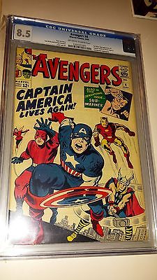 Avengers 4  CGC 85 VF  OWW pages  1st Silver Age app Captain America