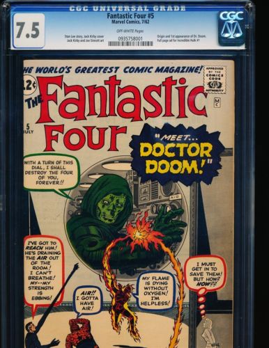 Fantastic Four  5  1st Dr Doom CGC 75 OFFWHITE Pgs