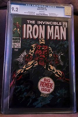 Iron Man No 1 CGC 92 White Pages 51968 Marvel Comics PREMIERE ISSUE