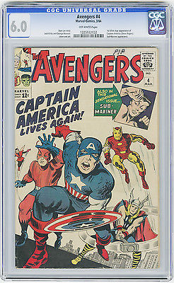 Avengers 4 CGC 60 1st SA app Captain America KEY ISSUE Kirby Lee Marvel