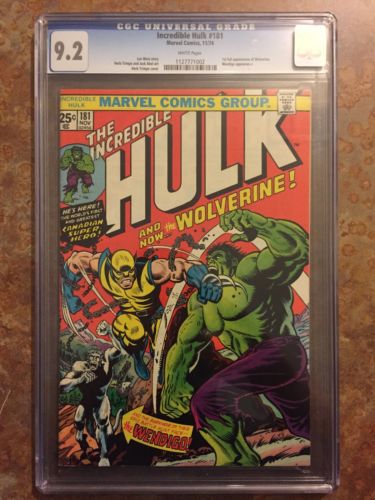 The Incredible Hulk 181 CGC 92 WHITE Pages Wolverine Older Better Case