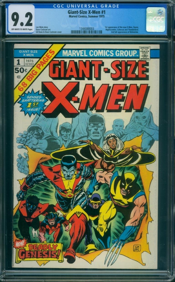 GIANTSIZE XMEN 1 CGC 92  OWW PAGES 