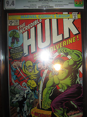 Incredible Hulk 181 CGC 94 1st Wolverine Comic WHITE pages Stan Lee Marvel 1