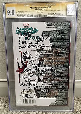 Amazing SpiderMan 700 CGC 98 SS X29 Signed Stan Lee Romita Sr Plus 27 More