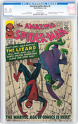 AMAZING SPIDERMAN 6 1163 CGC 80 WHITE PAGES  1st LIZARD APPEARANCE