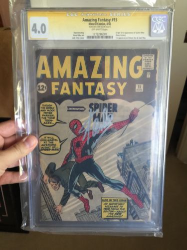 Amazing Fantasy 15 CGC 40 SS Stan Lee Signed 1st Appearance Of SpiderMan