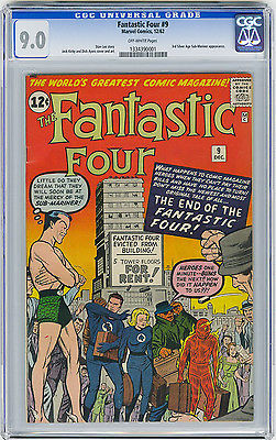Fantastic Four 9 CGC 90 OW Pages 3rd Silver Age SubMariner Kirby Marvel Comic