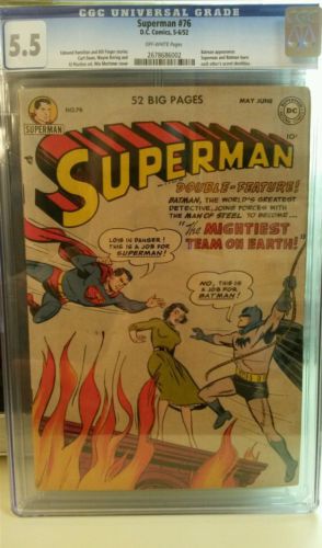 Superman 76 CGC 55 OW pgs Batman vs Superman movie RARE price on RARE book