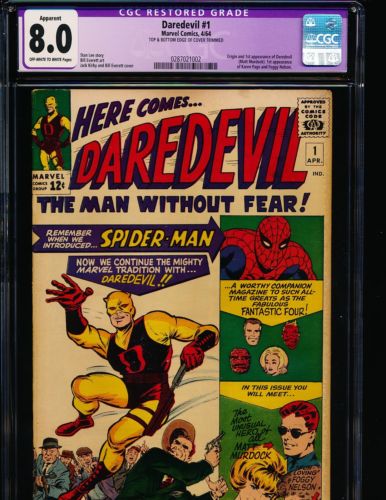 Daredevil  1  origin  1st appearance Apparent CGC 80 OWWHITE Pgs trimmed