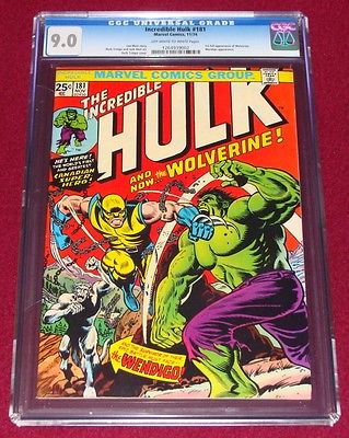 Incredible Hulk 181 CGC 90 OWW Pages 1st Wolverine Key 1974 Wendigo Stunning