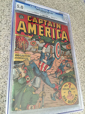 Timely Captain America Comics 20 CGC 50 Nov 1942 WWII Nazi Syd Shores Cover 