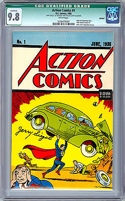 ACTION COMICS 1 CGC 98 REP SIGNED BY SUPERMAN CREATOR JERRY SIEGEL COA 1993