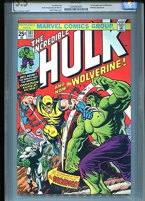 The Incredible Hulk 181 1974 CGC 55 FN WHITE pages 1st full Wolverine