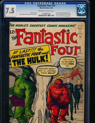 Fantastic Four  12  1st FF  Hulk meeting CGC 75 OWWHITE Pgs