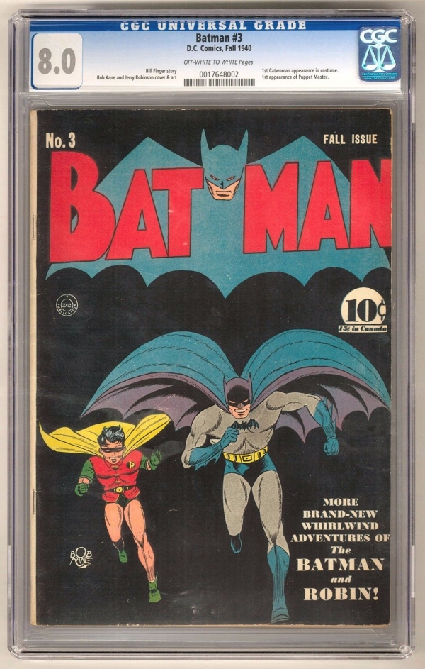 Batman 3 CGC 80 OWW 1st Puppet Master 1st Catwoman Costume