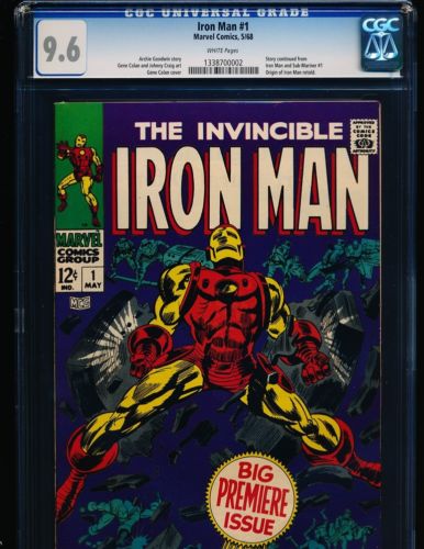 Iron Man  1  Gene Colan cover CGC 96 WHITE Pgs