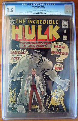 Incredible Hulk 1  CGC 15 1st Appearance and Origin of Hulk 