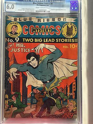 BLUE RIBBON COMICS 9 CGC 60 Origin  1st app Mr Justice super rare