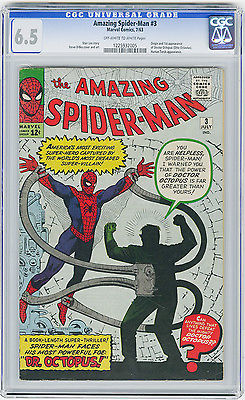 Amazing Spiderman 3 CGC 65 OWWHITE KEY 1st app Doctor Octopus Marvel Silver