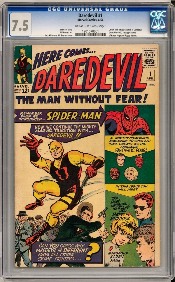 Daredevil 1 CGC 75 COW Origin  1st Appearance of Daredevil Matt Murdock 