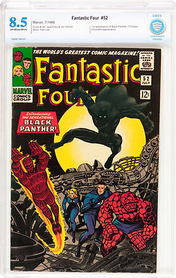 FANTASTIC FOUR 52 766 CBCS 85 OWW LIKE CGC  1st BLACK PANTHER 