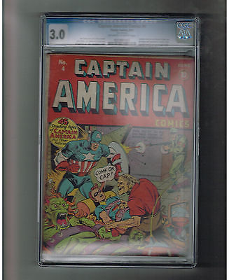 CAPTAIN AMERICA COMICS 4 CGC Grade 30 Gold Age superhero tales BONDAGE COVER