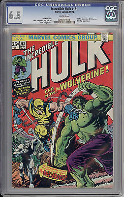 Incredible Hulk 181 CGC 65 White Pages first full Wolverine app  Old label 
